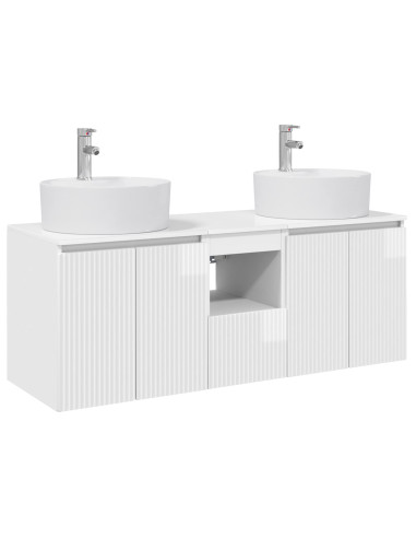 Set di Armadi da Bagno 3 pz Bianco Lucido 49,5 x 44,5 x 65 cm