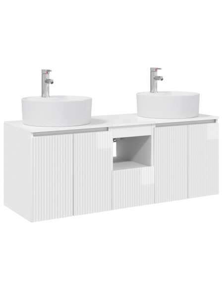 Set di Armadi da Bagno 3 pz Bianco Lucido 49,5 x 44,5 x 65 cm