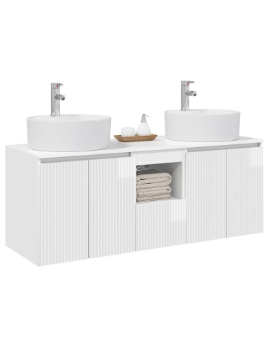 Set di Armadi da Bagno 3 pz Bianco Lucido 49,5 x 44,5 x 65 cm