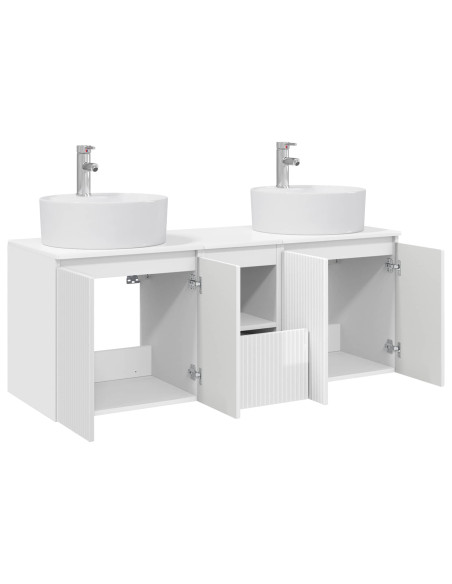 Set di Armadi da Bagno 3 pz Bianco Lucido 49,5 x 44,5 x 65 cm