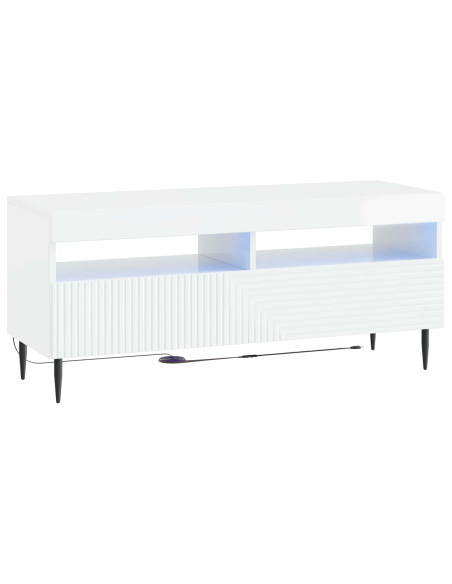 Mobile TV LED a 3 pezzi Bianco Lucido Legno ingegnerizzato