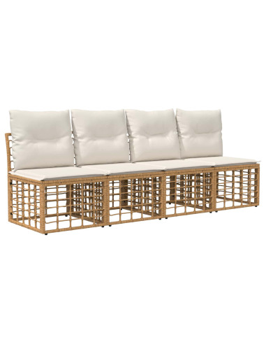 Set di divani da esterno 9 pz Naturale e Bianco Crema