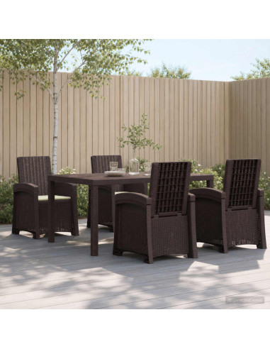 Set da Pranzo per Giardino 5 pz Marrone e Crema PP
