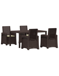Set da Pranzo per Giardino 5 pz Marrone e Crema PP 2