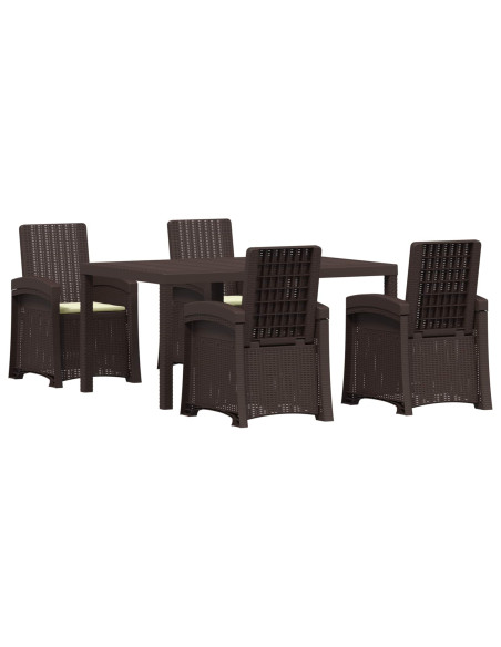 Set da Pranzo per Giardino 5 pz Marrone e Crema PP