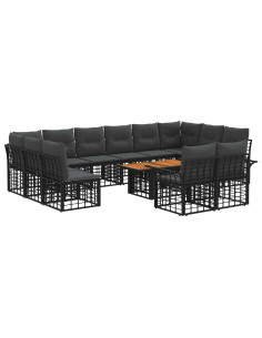 Set Divano da Giardino 13 pz Nero e Grigio scuro polyrattan 2