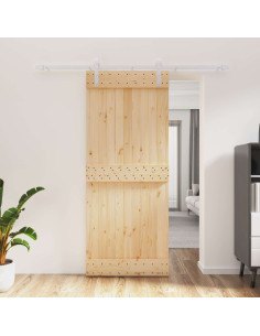 Porta scorrevole Naturale e Bianco 85 x 210 cm