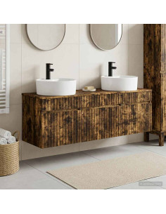 Set di Armadi da Bagno 3 pz Rovere Fumo 49 x 44,5 x 65 cm