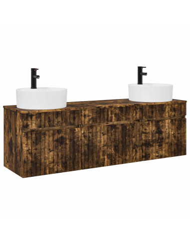 Set di Armadi da Bagno 3 pz Rovere Fumo 49 x 44,5 x 65 cm