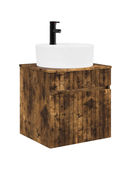 Set di Armadi da Bagno 3 pz Rovere Fumo 49 x 44,5 x 65 cm
