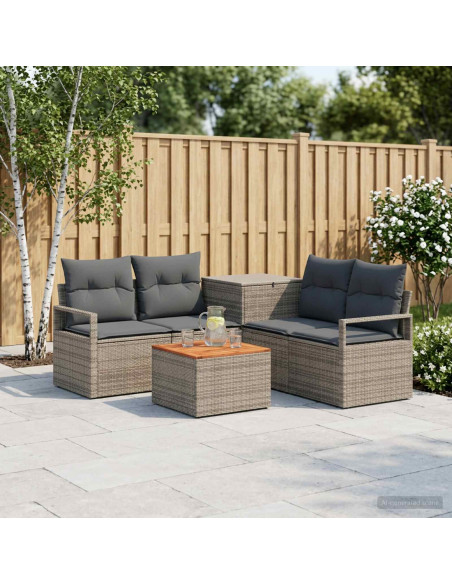 Set di divani 6 pz Grigio e Grigio Scuro