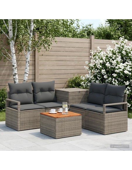 Set di divani 6 pz Grigio e Grigio Scuro