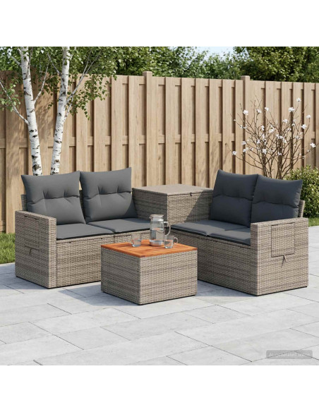Set di divani 6 pz Grigio e Grigio Scuro