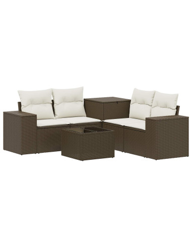 Set di divani 6 pz Marrone e Bianco Crema