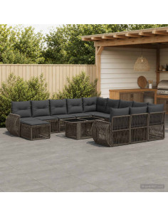 Set Divano da Giardino 13 pz Grigio e Grigio Scuro polyrattan