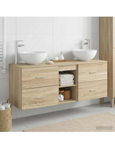 Set di Armadi da Bagno 3 pz Rovere Sonoma 49,5 x 35 x 63 cm