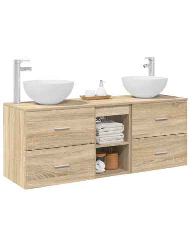 Set di Armadi da Bagno 3 pz Rovere Sonoma 49,5 x 35 x 63 cm
