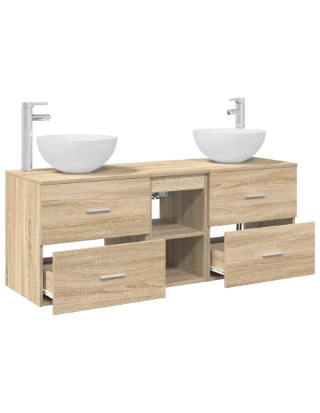 Set di Armadi da Bagno 3 pz Rovere Sonoma 49,5 x 35 x 63 cm