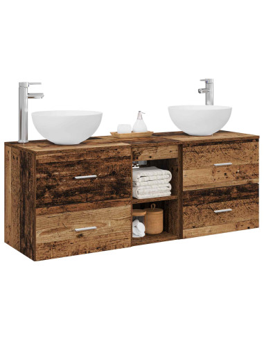 Set di Armadi da Bagno 3 pz Legno antico 49,5 x 35 x 63 cm
