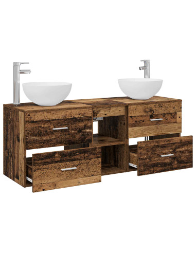 Set di Armadi da Bagno 3 pz Legno antico 49,5 x 35 x 63 cm
