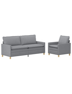 Set di divani 2 pz Grigio Chiaro Tessuto 2
