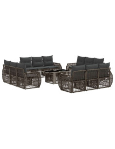 Set Divano da Giardino 13 pz Grigio e Grigio Scuro polyrattan 2