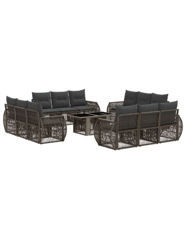 Set Divano da Giardino 13 pz Grigio e Grigio Scuro polyrattan