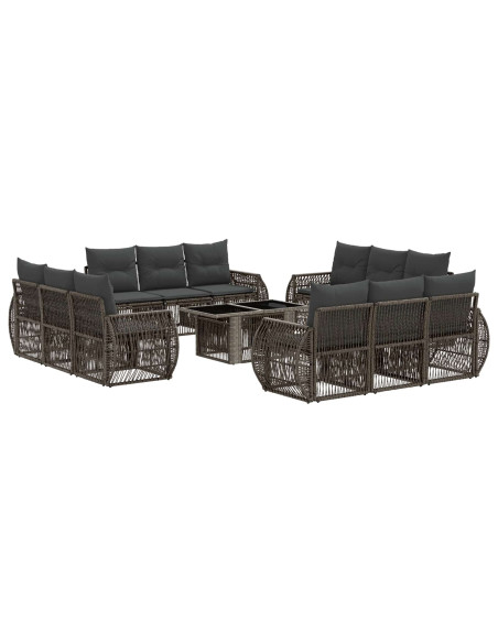 Set Divano da Giardino 13 pz Grigio e Grigio Scuro polyrattan