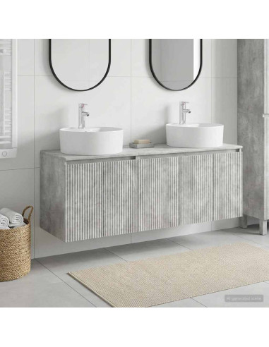 Set di Armadi da Bagno 3 pz Grigio Cemento 49,5 x 44,5 x 65 cm