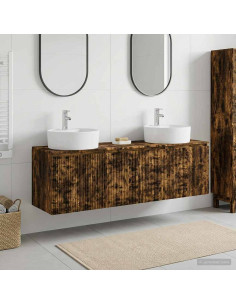 Set di Armadi da Bagno 3 pz Rovere Fumo 49,5 x 44,5 x 65 cm