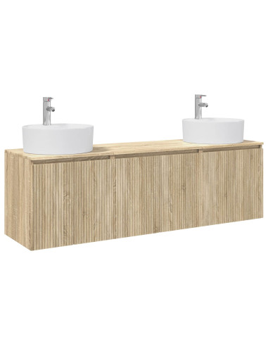 Set di Armadi da Bagno 3 pz Rovere Sonoma 49,5 x 44,5 x 65 cm