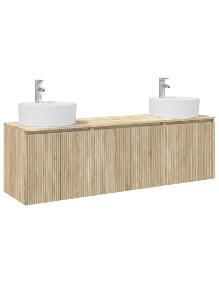 Set di Armadi da Bagno 3 pz Rovere Sonoma 49,5 x 44,5 x 65 cm