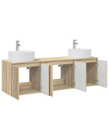 Set di Armadi da Bagno 3 pz Rovere Sonoma 49,5 x 44,5 x 65 cm