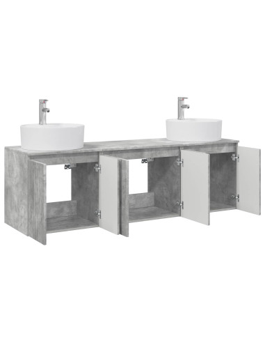 Set di Armadi da Bagno 3 pz Grigio Cemento 49,5 x 44,5 x 65 cm