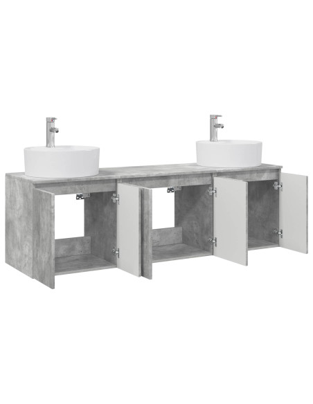 Set di Armadi da Bagno 3 pz Grigio Cemento 49,5 x 44,5 x 65 cm