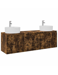 Set di Armadi da Bagno 3 pz Rovere Fumo 49,5 x 44,5 x 65 cm 2