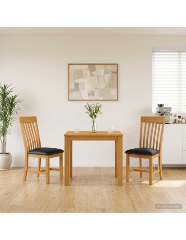Set da pranzo 3 pz Nero Legno di Quercia Massello