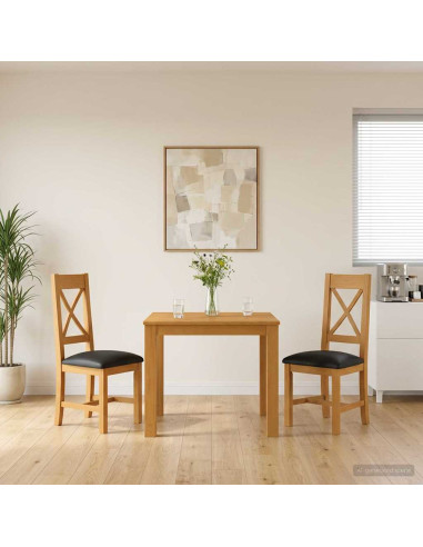 Set da pranzo 3 pz Nero Legno di Quercia Massello