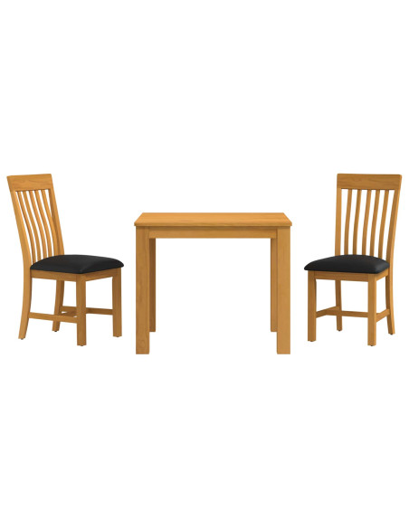 Set da pranzo 3 pz Nero Legno di Quercia Massello