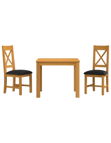 Set da pranzo 3 pz Nero Legno di Quercia Massello