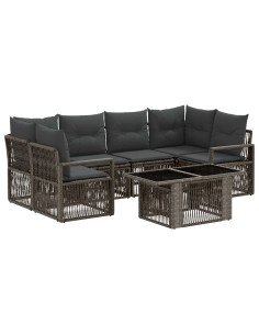 Set Divano da Giardino 7 pz Grigio e Grigio Scuro polyrattan 2