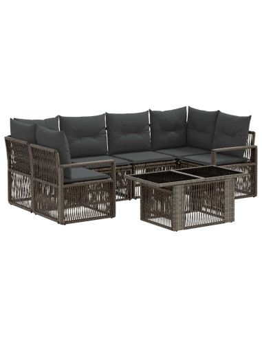 Set Divano da Giardino 7 pz Grigio e Grigio Scuro polyrattan