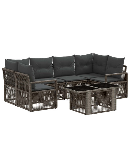 Set Divano da Giardino 7 pz Grigio e Grigio Scuro polyrattan