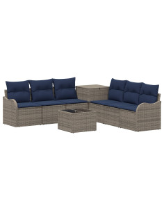 Set di divani 8 pz Grigio e Blu Navy Rattan sintetico e Acciaio 2