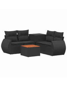 Set di divani 6 pz Nero Rattan sintetico e Acciaio 2