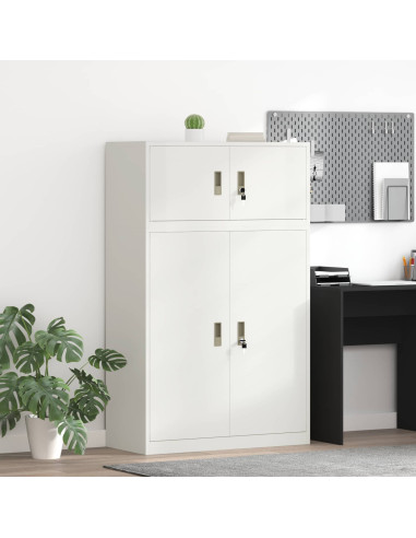 Armadio 2 pz Bianco 90 x 40 x 145 cm Acciaio Bloccabile