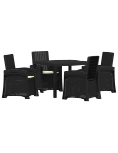 Set da Pranzo per Giardino 5 pz Antracite e Crema PP