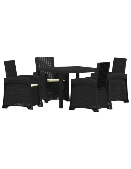 Set da Pranzo per Giardino 5 pz Antracite e Crema PP