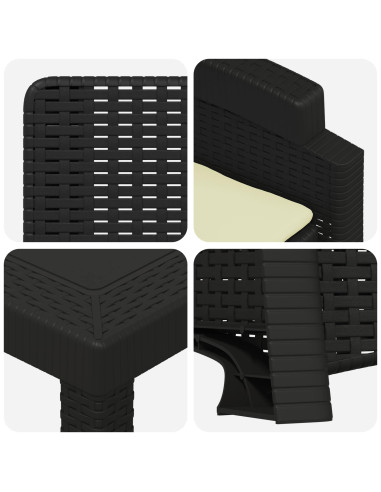 Set da Pranzo per Giardino 5 pz Antracite e Crema PP