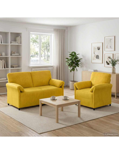 Set di divani 2 pz Giallo Velluto
